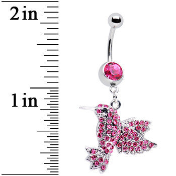 Pink Gem Humming Bird Belly Ring