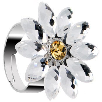 Clear Daisy Flower Adjustable Ring