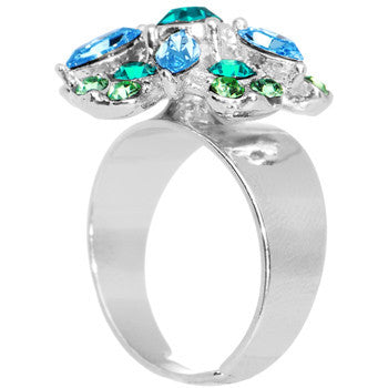 Blue Green Erotic Flower Adjustable Ring