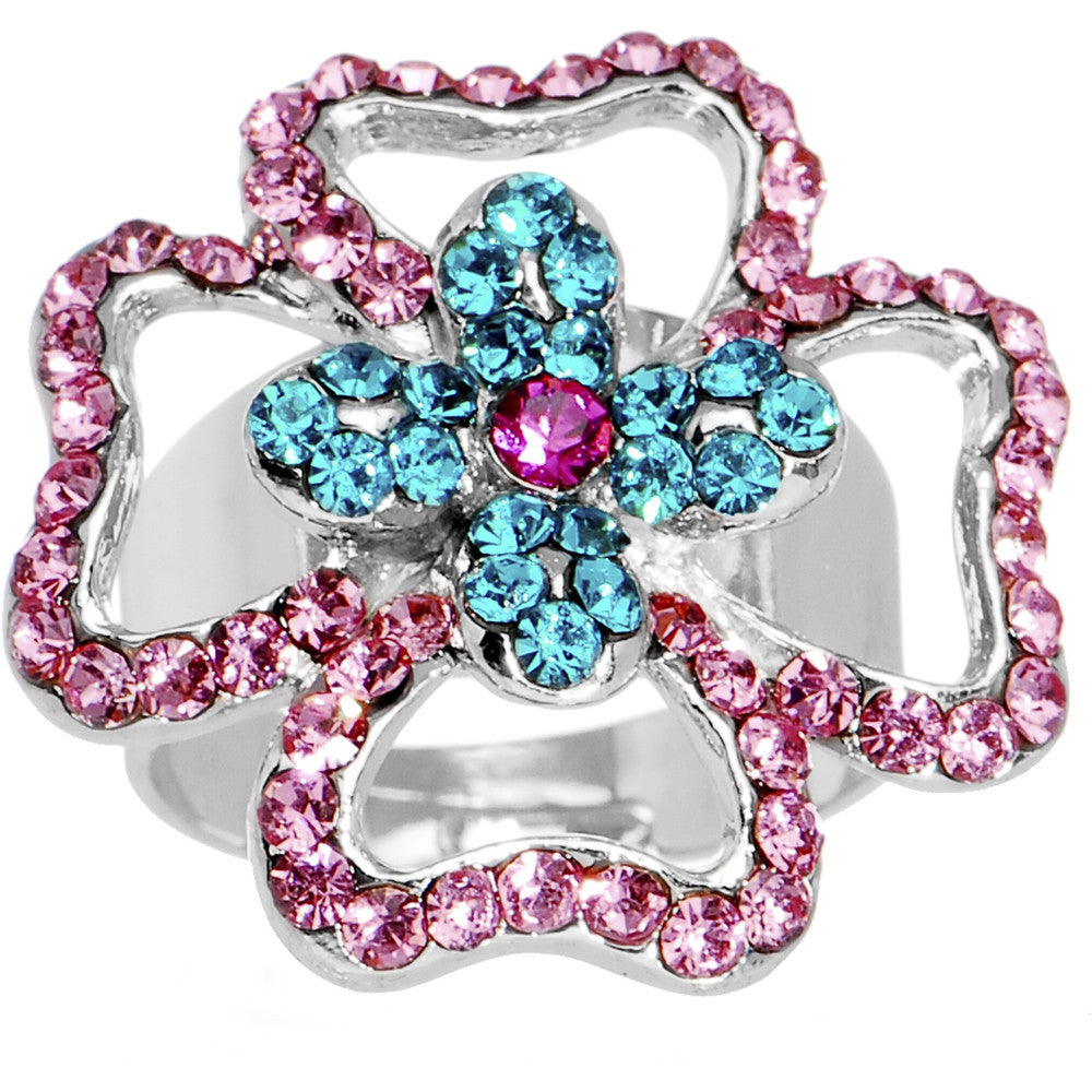 Charismatic Crossing Flower Adjustable Ring