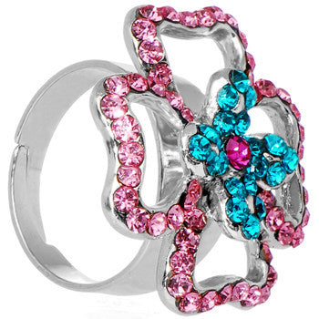 Charismatic Crossing Flower Adjustable Ring