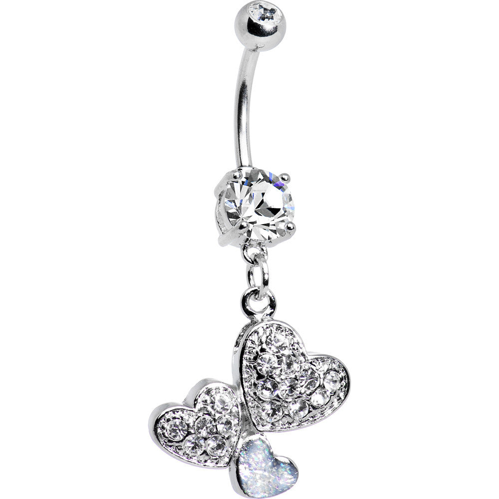 Crystalline Gem Trio of Hearts Belly Ring