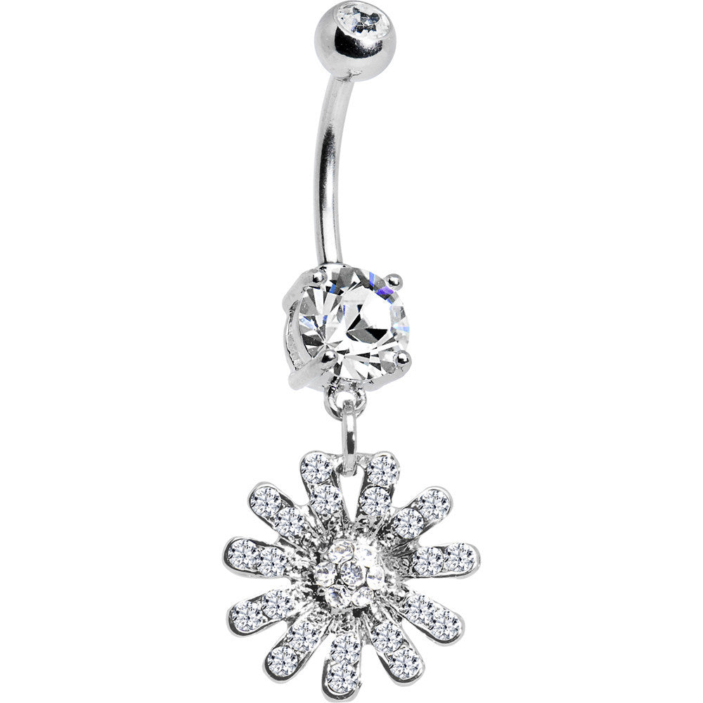 Crystalline Gem Gerber Daisy Flower Belly Ring