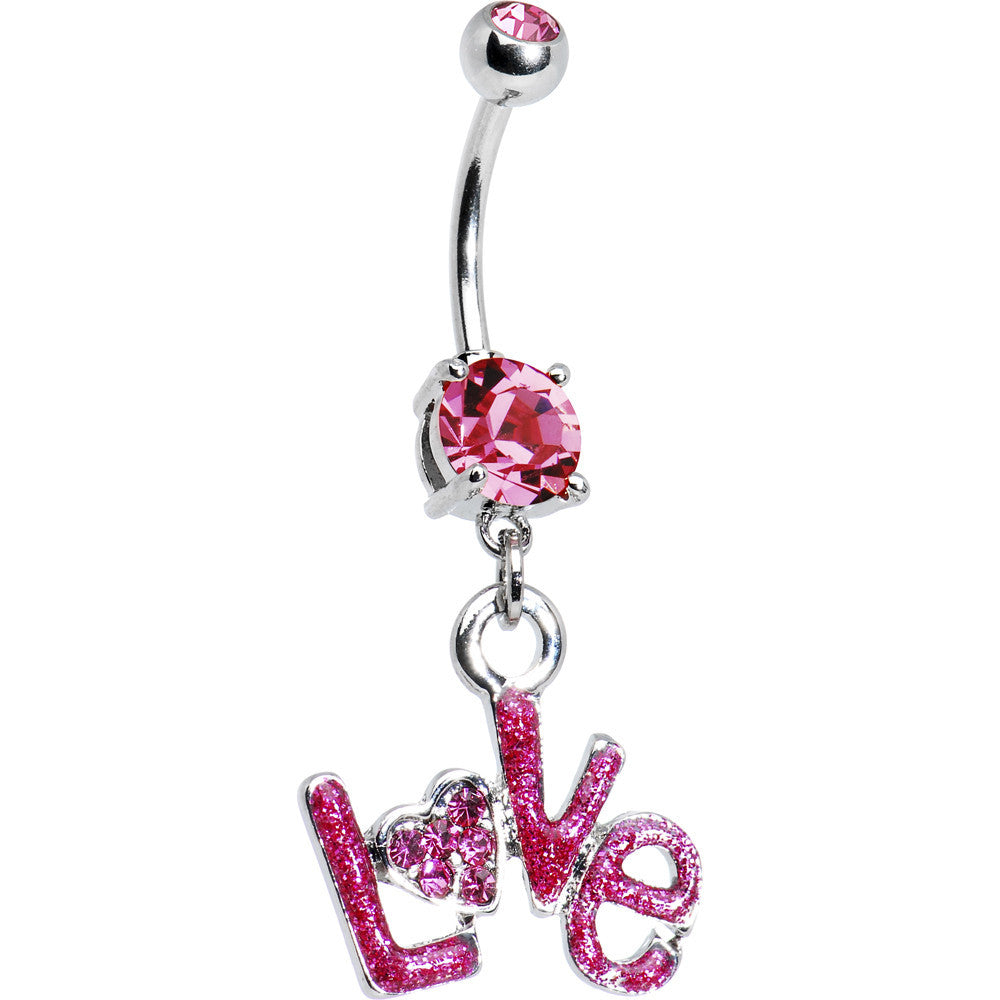 Pink Gem Love Belly Ring