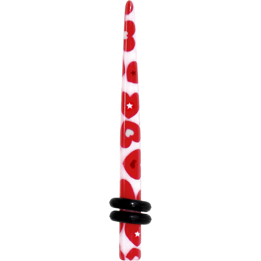 8 Gauge Lovely Red Heart Acrylic Ear Taper