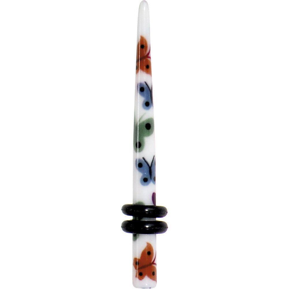 8 Gauge Multi Color Butterfly Acrylic Ear Taper