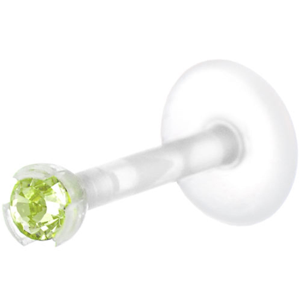 Bio-Flex 2mm Light Peridot Green Gem Push-In Labret Monroe Tragus