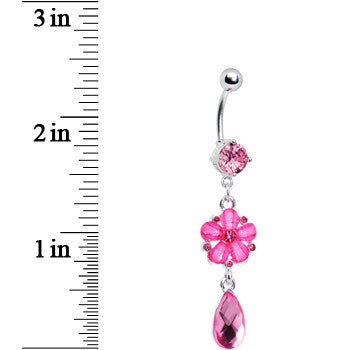 Pink Gem Delightful Daisy Flower Belly Ring