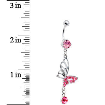 Pink Gem Double-Take Butterfly Belly Ring