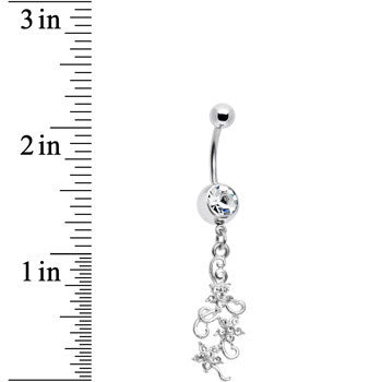 Crystalline Gem Dramatic Floral Drop Belly Ring