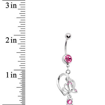 Pink Gem Love of Butterfly Belly Ring