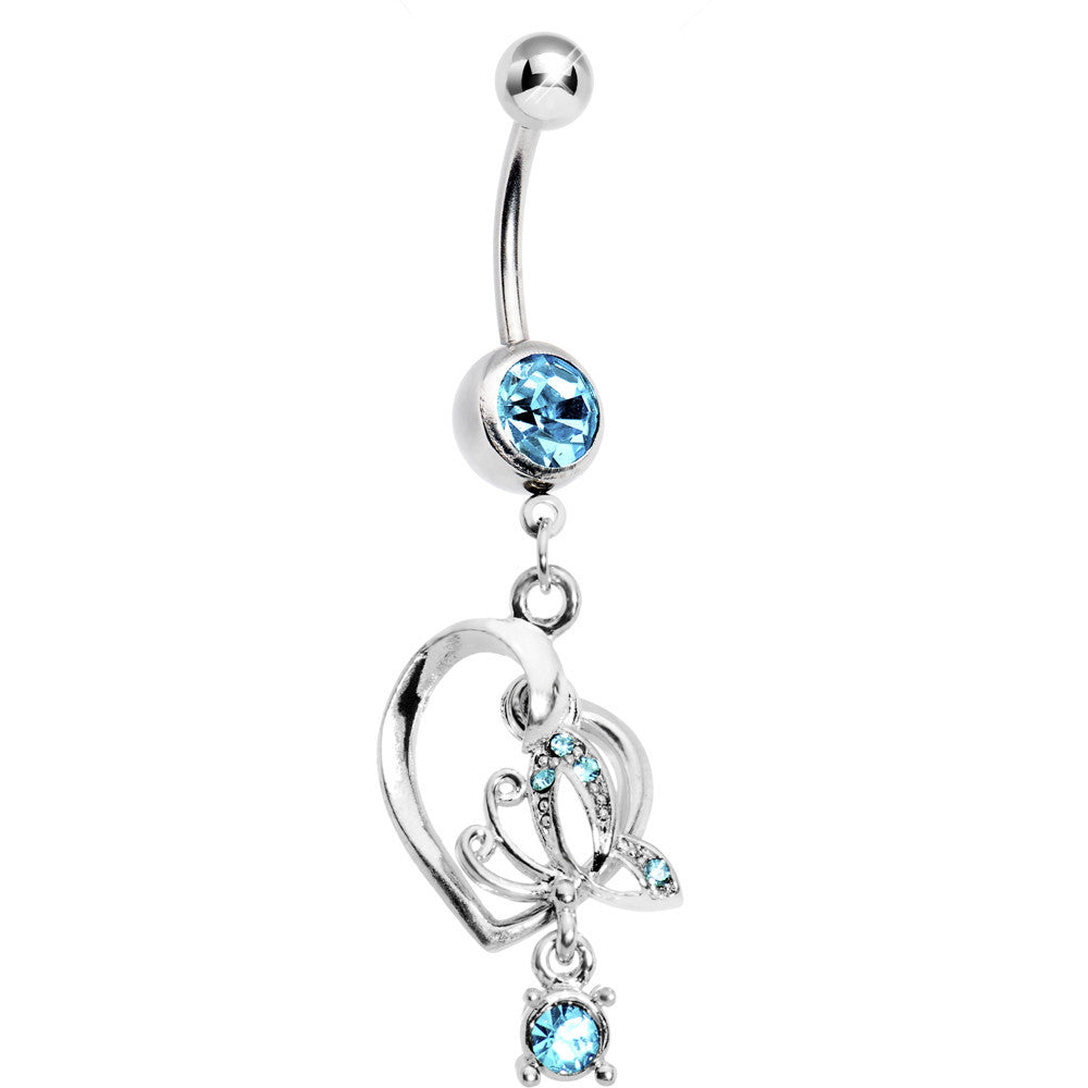 Aqua Gem Love of Butterfly Belly Ring