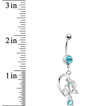 Aqua Gem Love of Butterfly Belly Ring