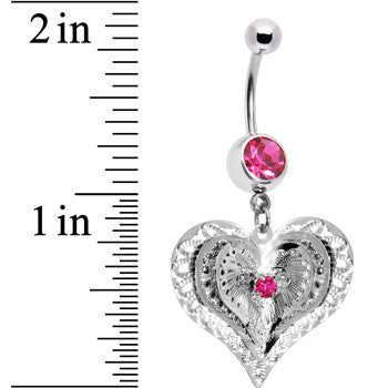 Pink Gem Love at First Sight Heart Belly Ring