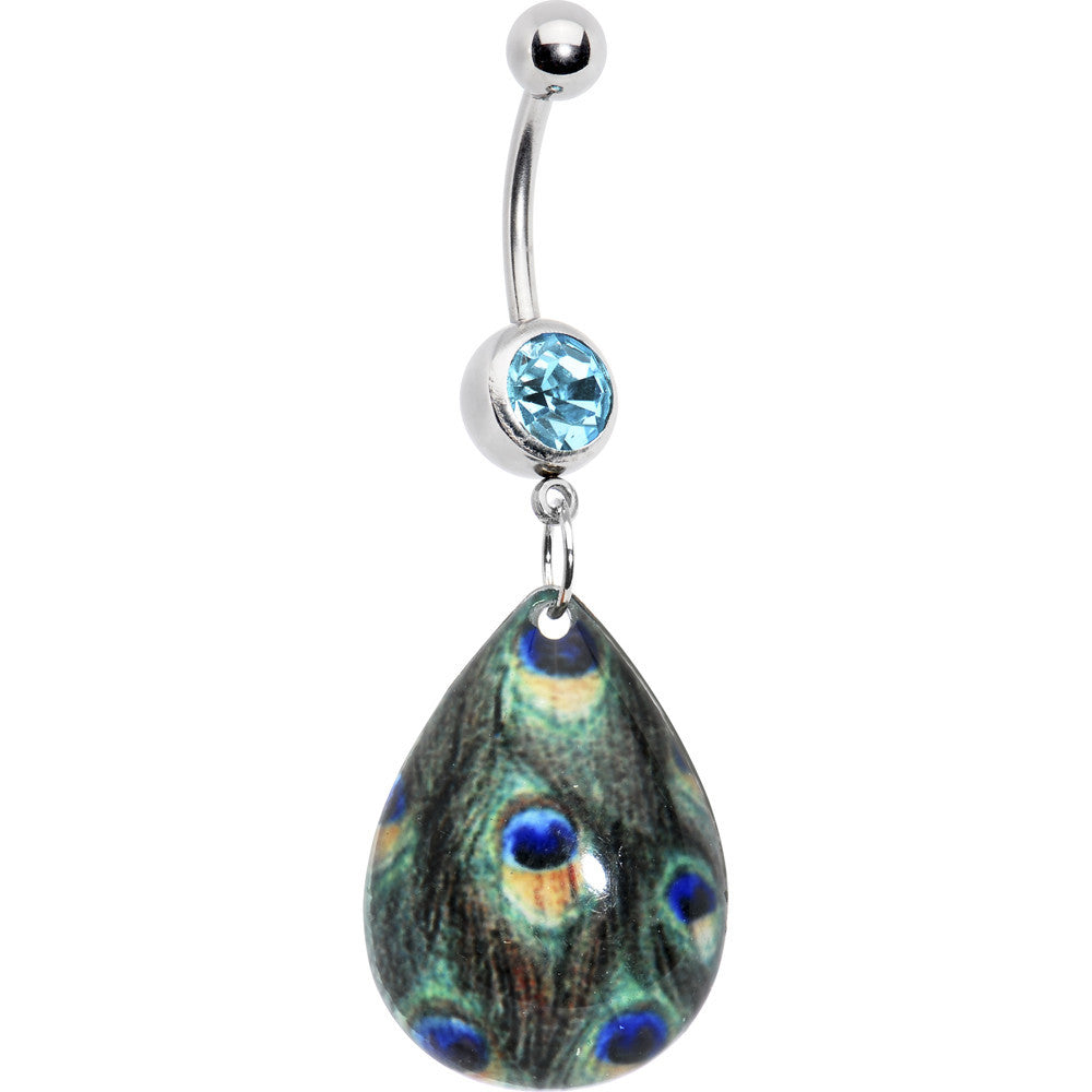 Enchanting Peacock Design Belly Ring