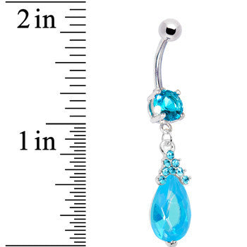 Aqua Gem Princess Teardrop Belly Ring