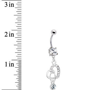 Crystalline Gem Charming Heart Dangle Belly Ring