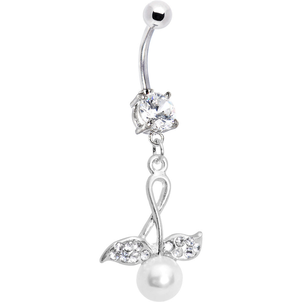 Crystalline Gem Faux Pearl Cherry Belly Ring