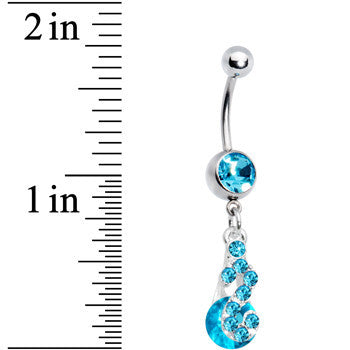 Aqua Radiant Gem Drop Belly Ring