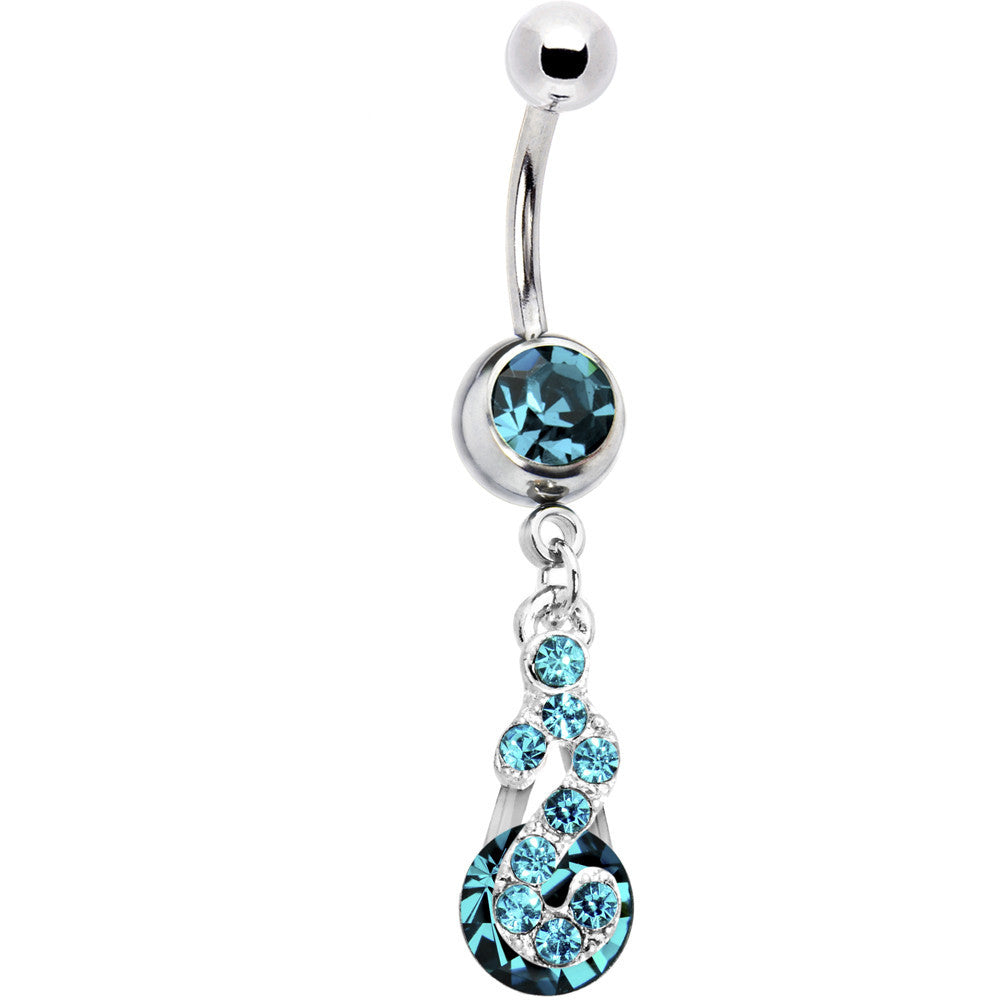 Aqua Radiant Gem Drop Belly Ring