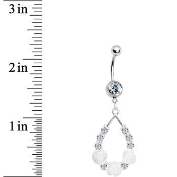 Clear Gem Elegant Blossoms Flower Dangle Belly Ring