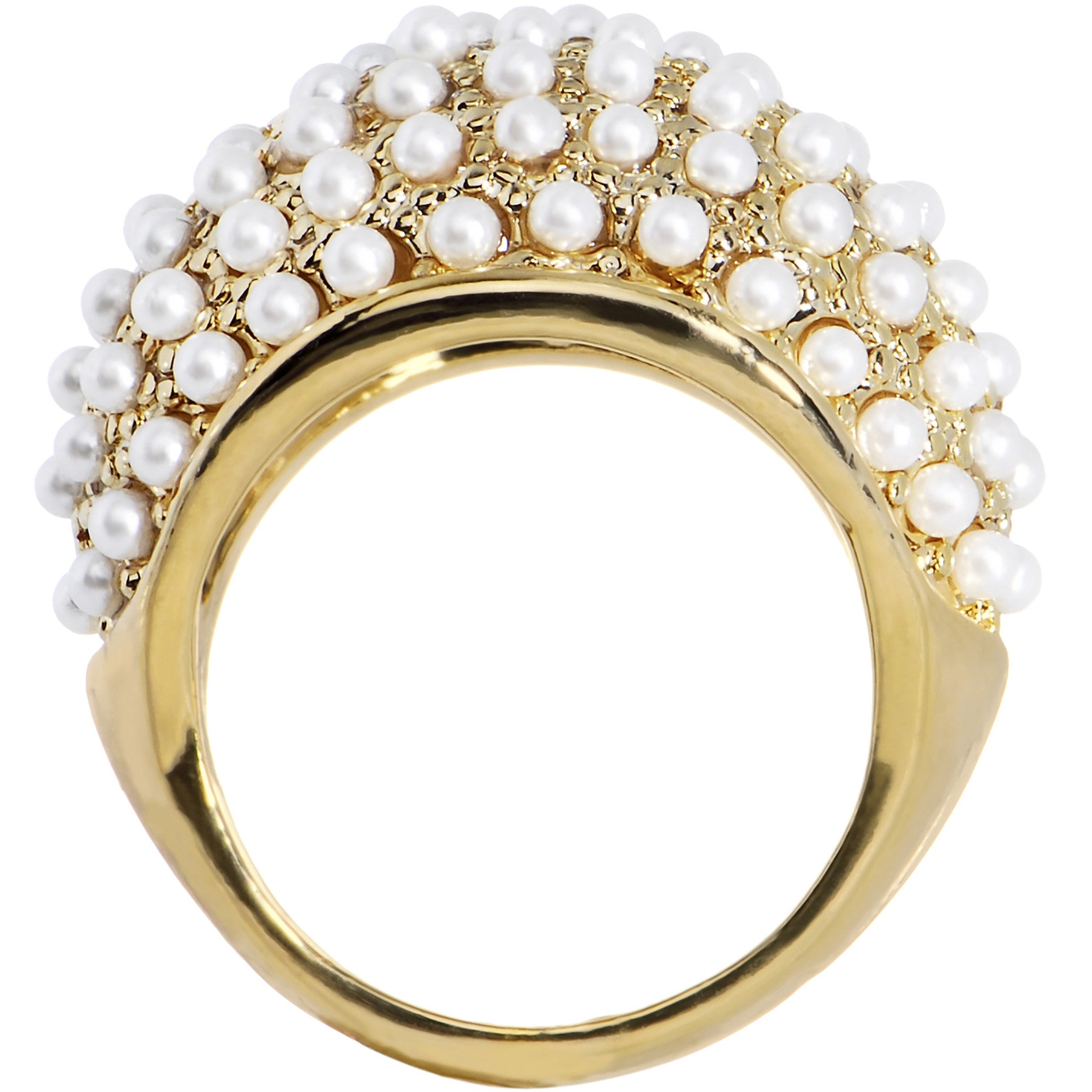 Size 7.5 -Goldtone Faux Pearl Princess Ring