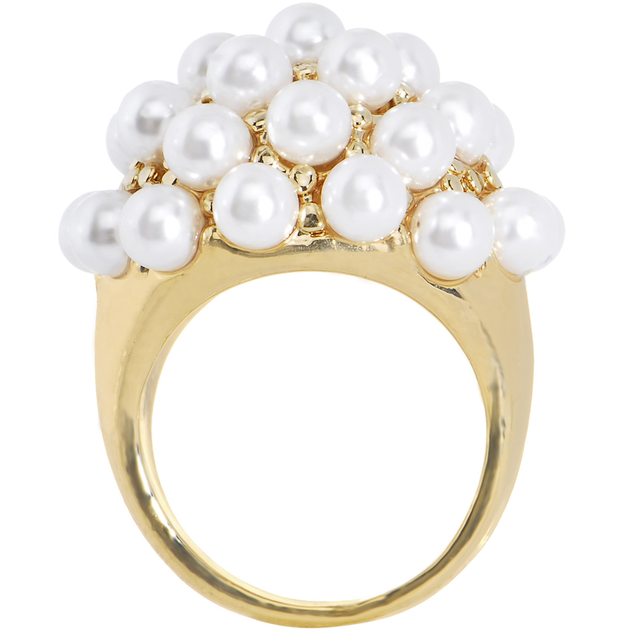 Size 6 -Goldtone Faux Pearl Cluster Ring