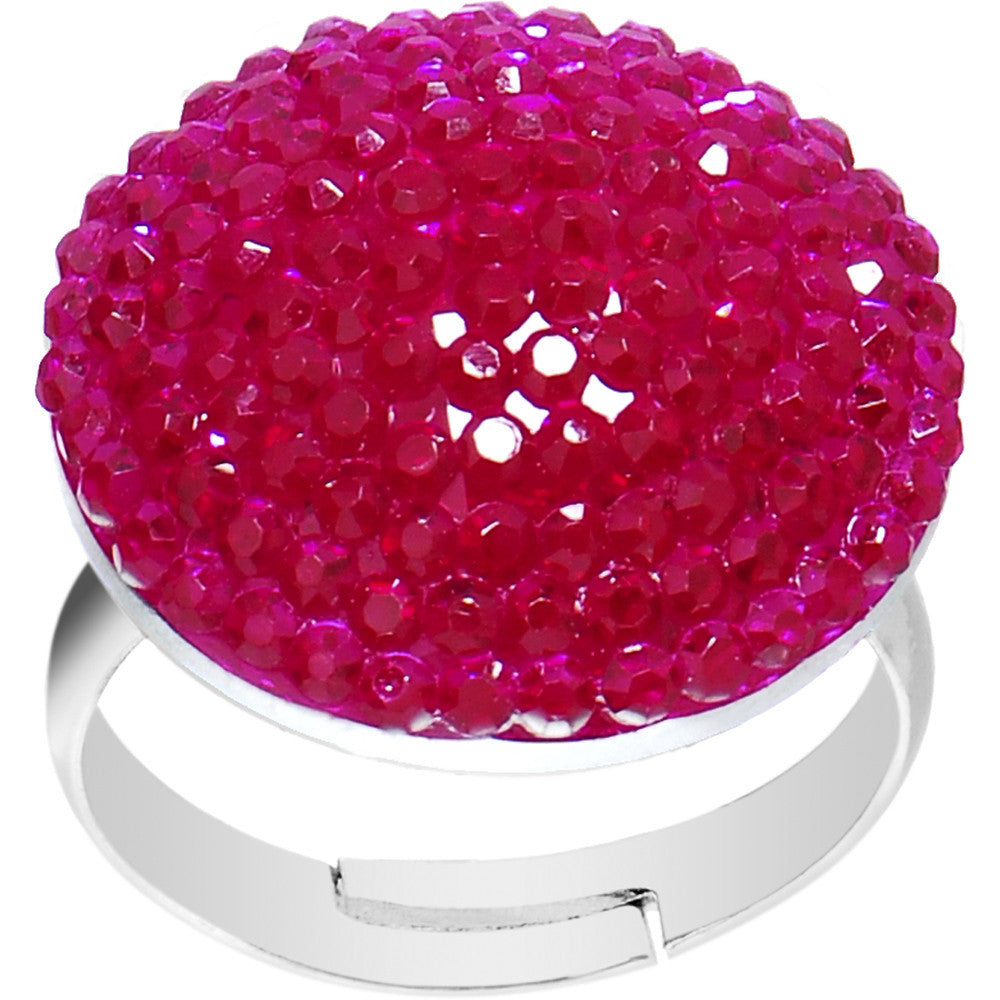 Fuchsia Sparkler Round Adjustable Ring