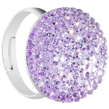 Light Purple Sparkler Round Adjustable Ring