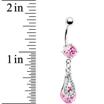 Pink Gem Elegant Drop Belly Ring