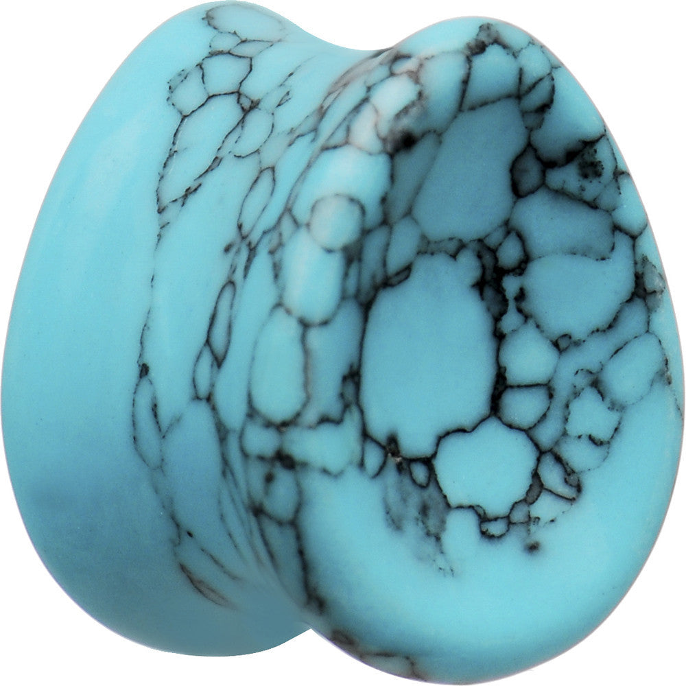 9/16 Concave Pear Turquoise Stone Plug