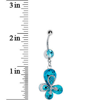 Flight of Fancy Aqua Gem Butterfly Belly Ring