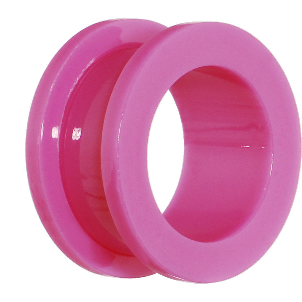 5/8 Acrylic Neon Pink Screw Fit Tunnel Plug