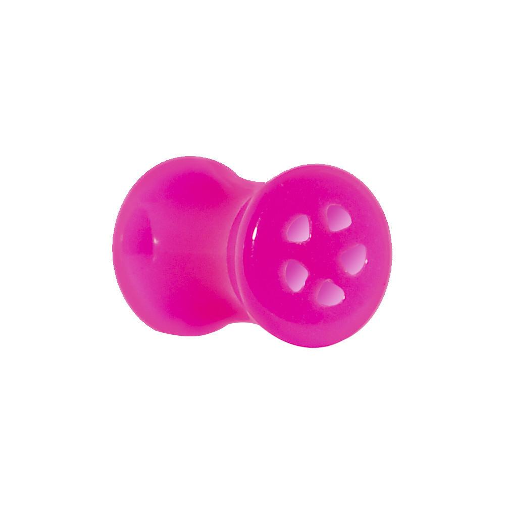 Acrylic Neon Pink Star Tunnel Plug 2 Gauge to 20mm