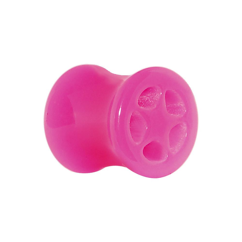 Acrylic Neon Pink Star Tunnel Plug 2 Gauge to 20mm