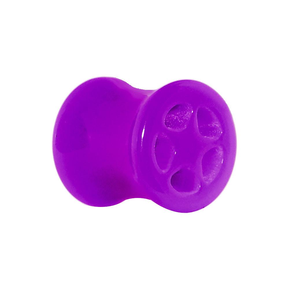 Acrylic Neon Purple Star Tunnel Plug 2 Gauge to 20mm