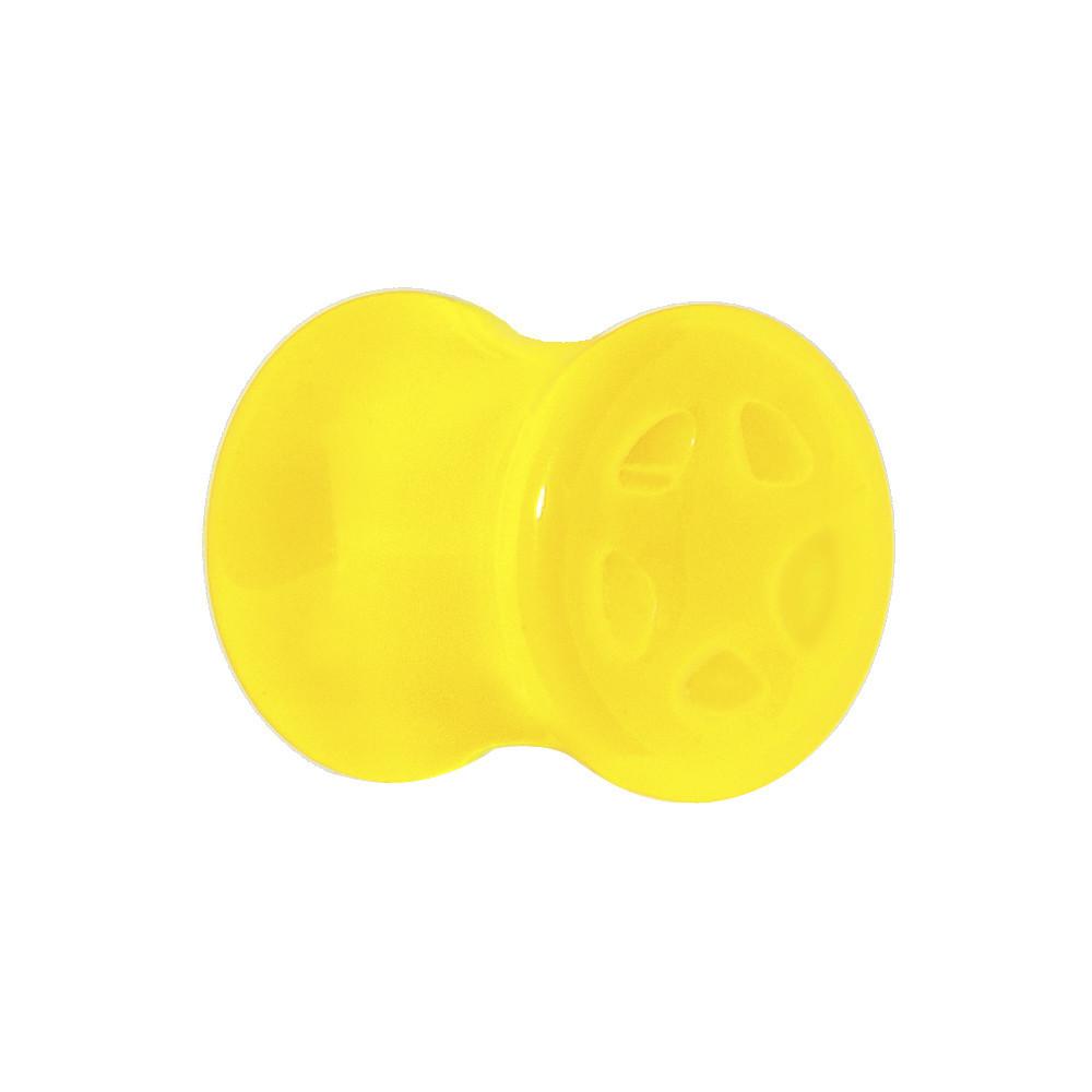 Acrylic Neon Yellow Star Tunnel Plug 2 Gauge to 20mm