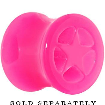 Acrylic Neon Pink Star Tunnel Plug 2 Gauge to 20mm