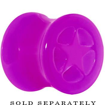 Acrylic Neon Purple Star Tunnel Plug 2 Gauge to 20mm