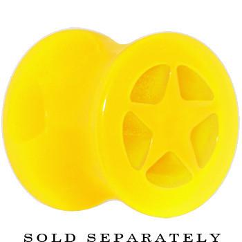 Acrylic Neon Yellow Star Tunnel Plug 2 Gauge to 20mm