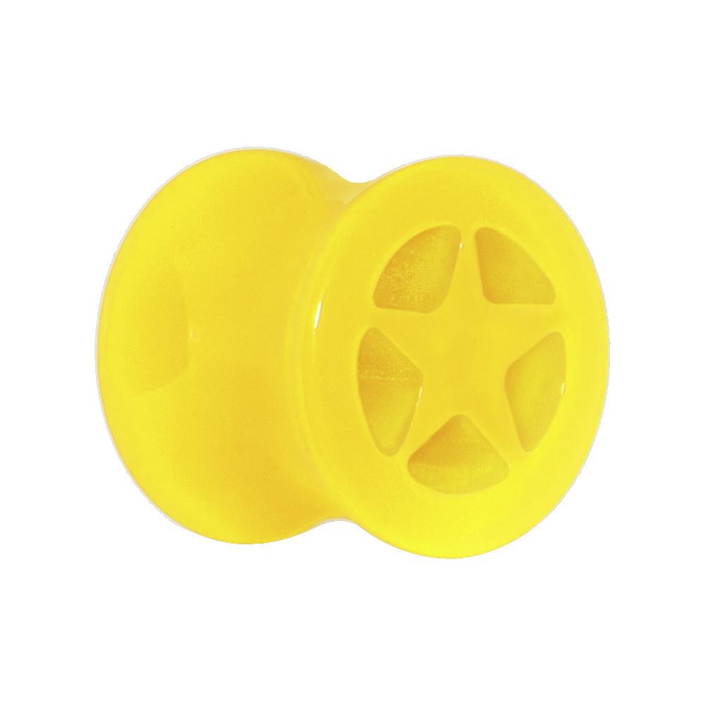 Acrylic Neon Yellow Star Tunnel Plug 2 Gauge to 20mm