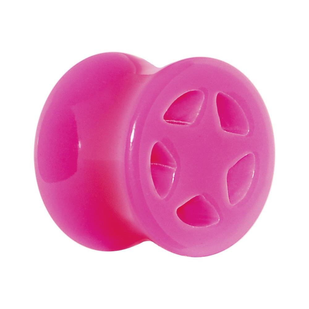 Acrylic Neon Pink Star Tunnel Plug 2 Gauge to 20mm