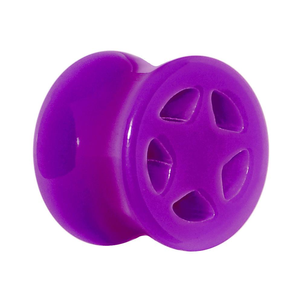 Acrylic Neon Purple Star Tunnel Plug 2 Gauge to 20mm