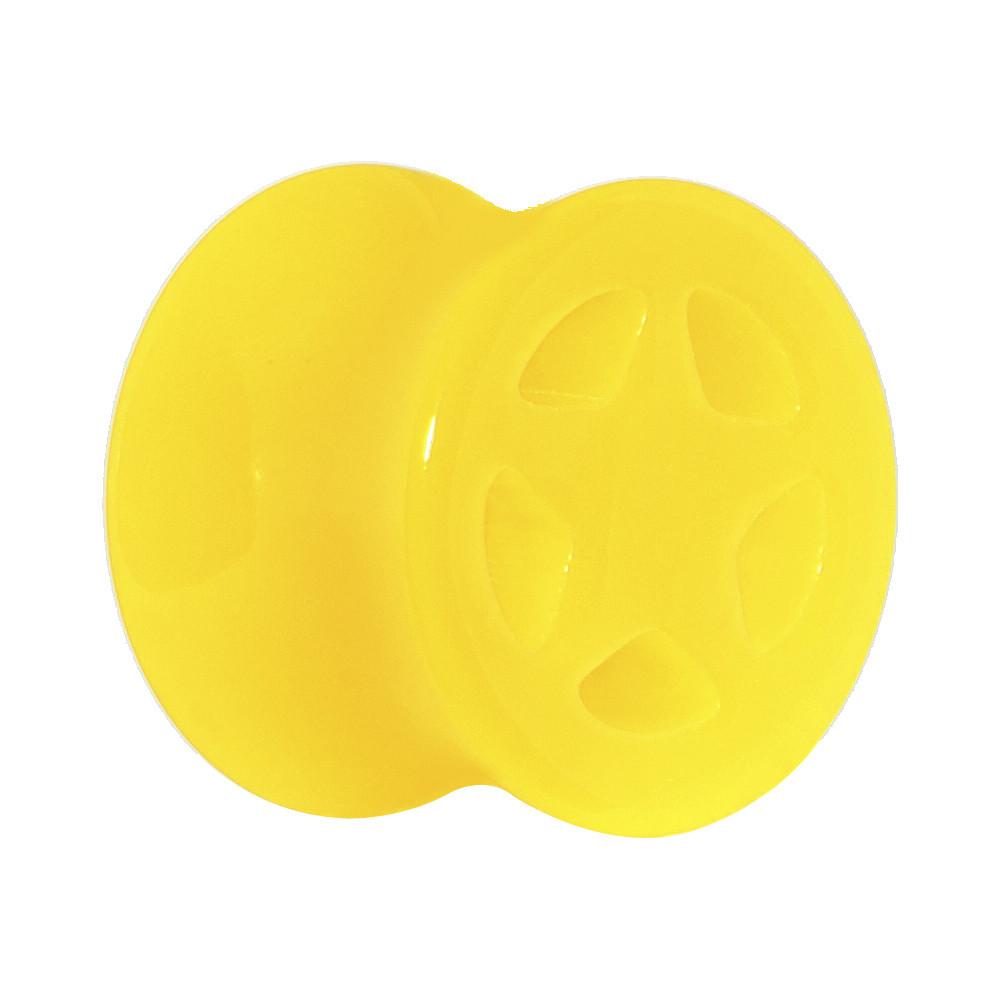 Acrylic Neon Yellow Star Tunnel Plug 2 Gauge to 20mm