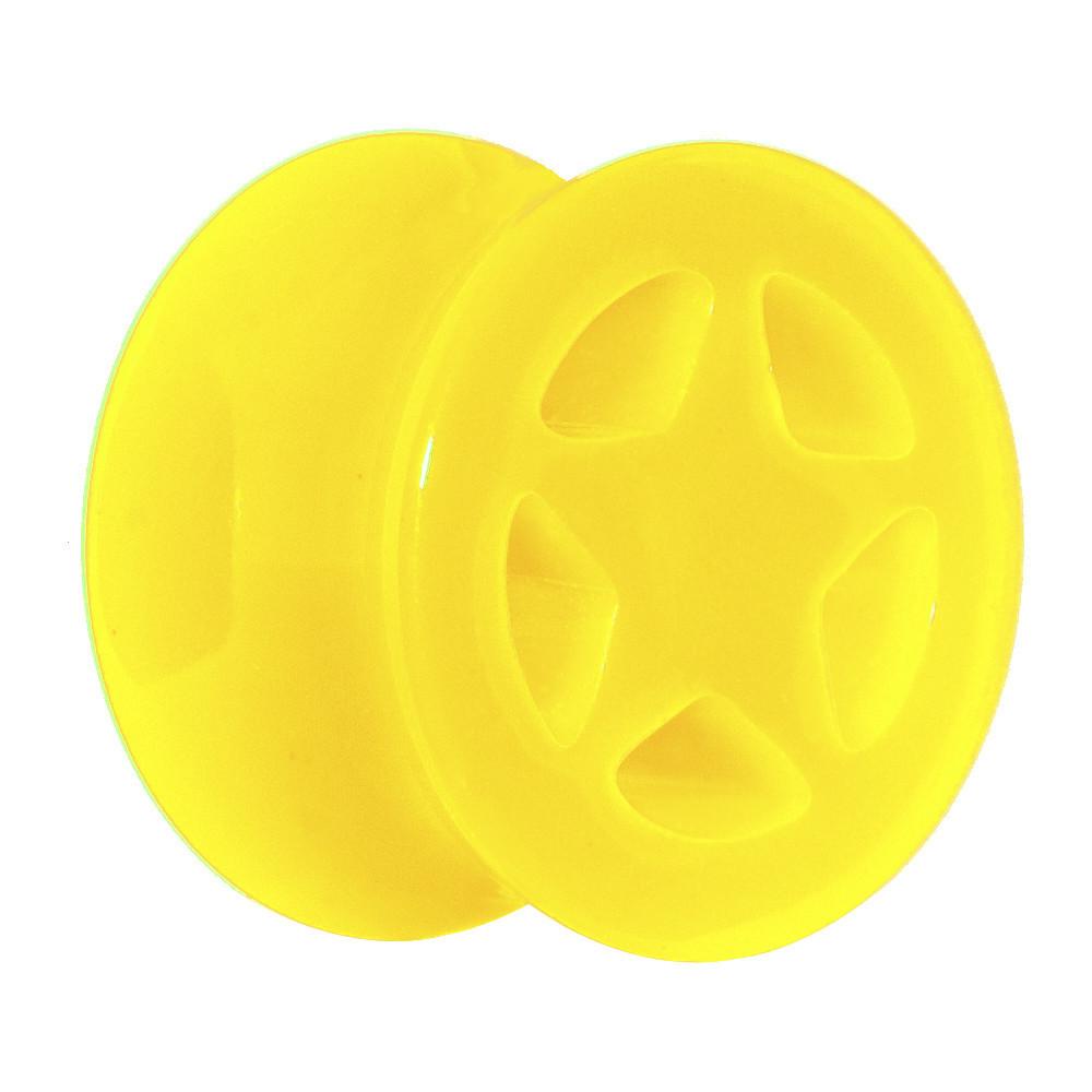 Acrylic Neon Yellow Star Tunnel Plug 2 Gauge to 20mm