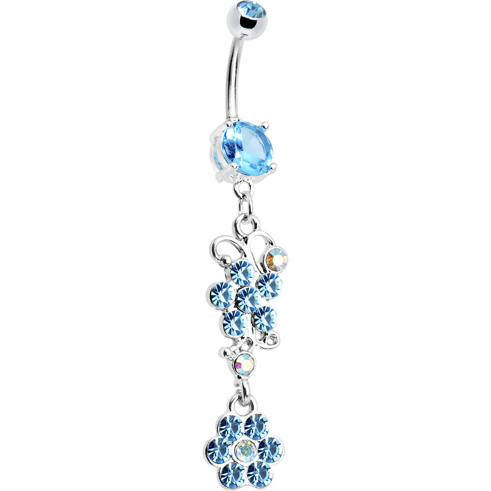 Aqua Gem Blooming Beauty Dangle Belly Ring