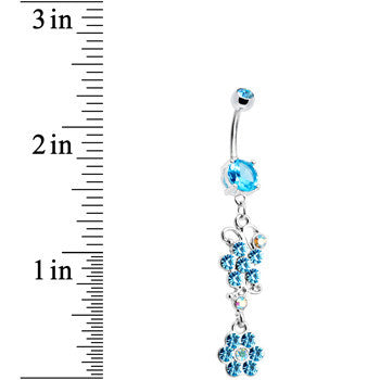 Aqua Gem Blooming Beauty Dangle Belly Ring