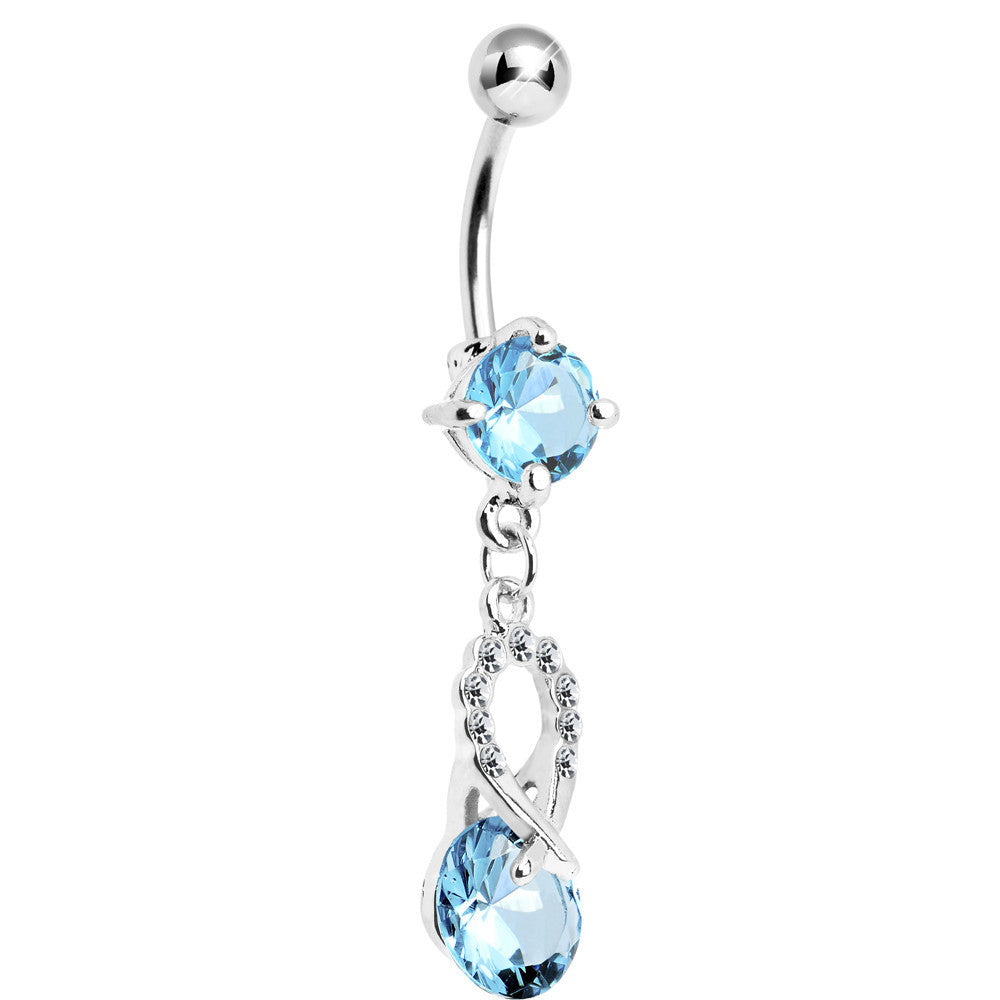 Aqua Gem Crystal Glimmer Drop Belly Ring