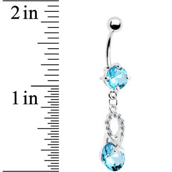 Aqua Gem Crystal Glimmer Drop Belly Ring