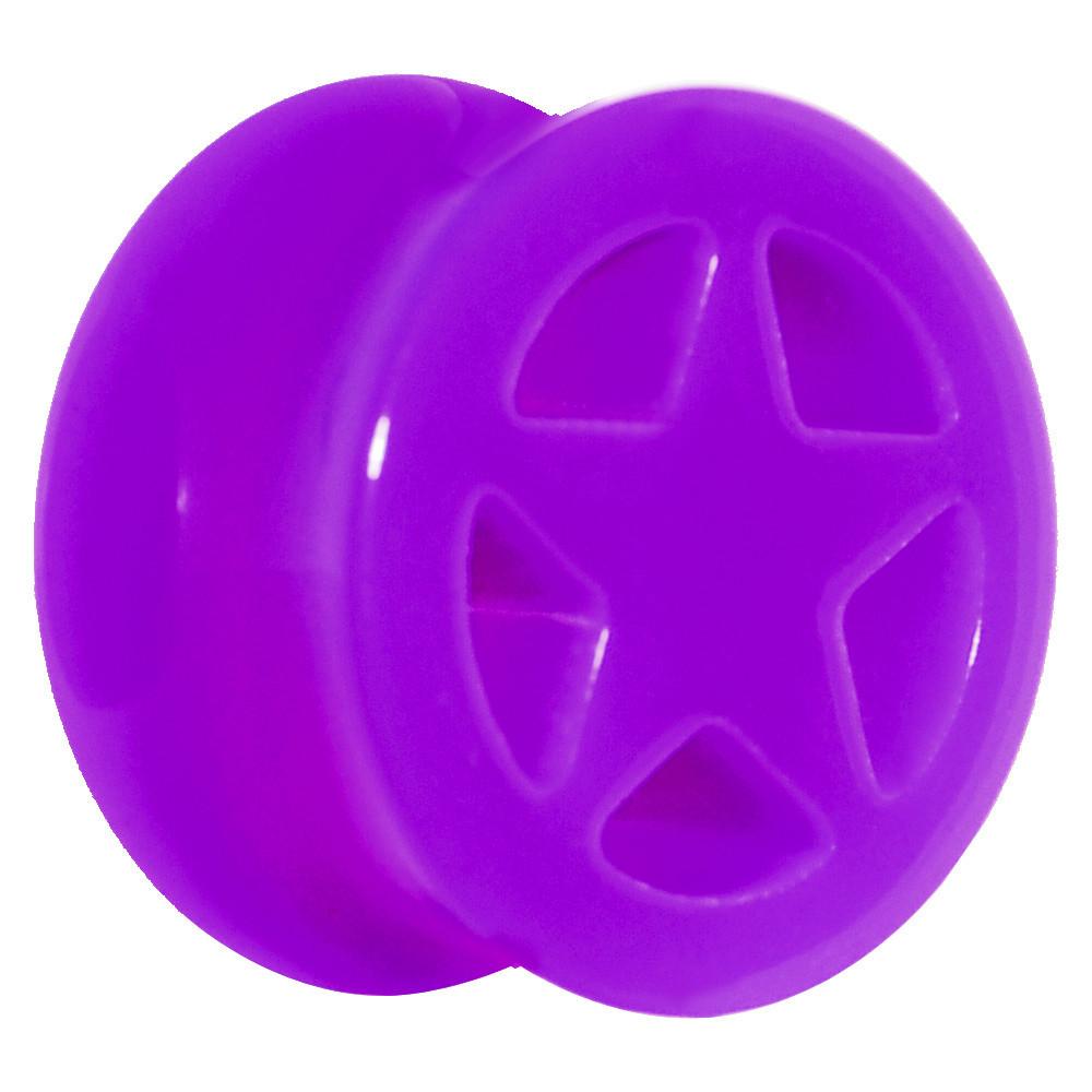 Acrylic Neon Purple Star Tunnel Plug 2 Gauge to 20mm